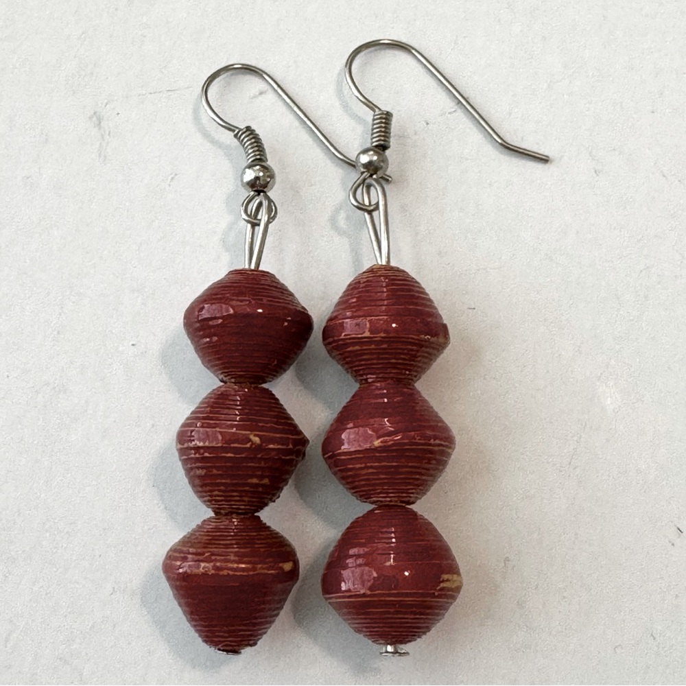 NWOT Ugandan Handmade Paper Bead Earrings